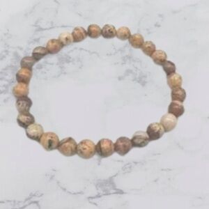 Natural Sand  Stone Beaded Stretch Bracelet